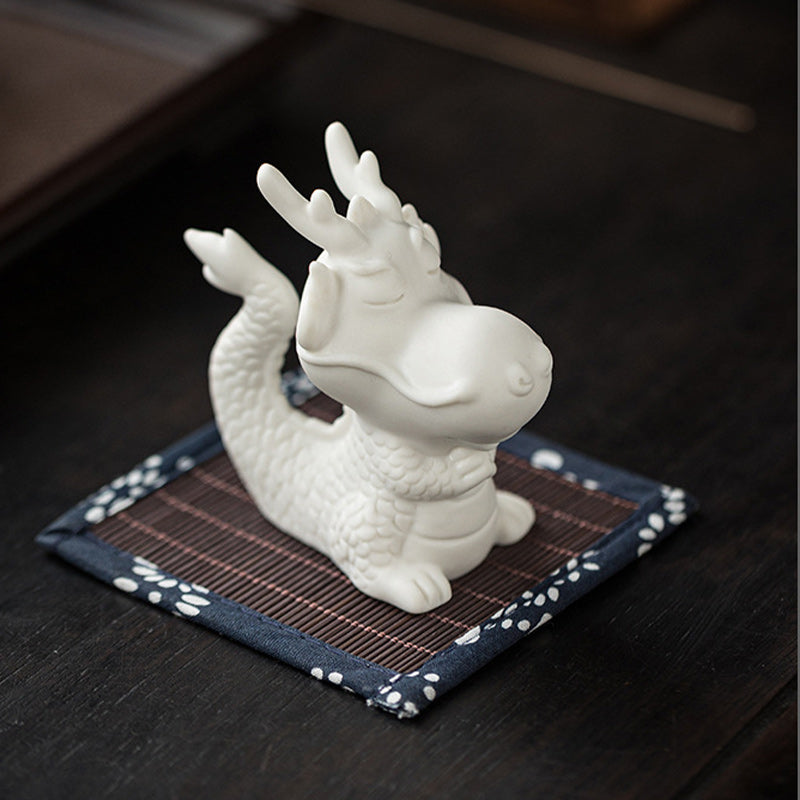 Buddha Stones Year Of The Dragon Luck White Porcelain Ceramic Tea Pet Home Figurine Decoration - image 2