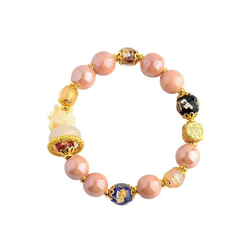 Buddha Stones Tibetan Incense Ash Liuli Glass Bead Luck Protection Nine Tailed Fox Bracelet - image 6