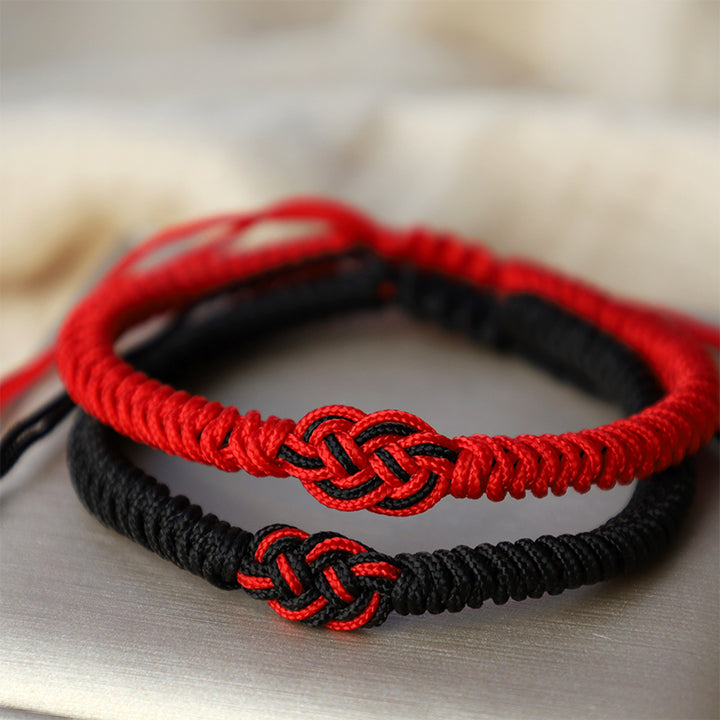 Buddha Stones 2Pcs Tibetan Luck Chinese Knot Protection String Bracelet - image 4