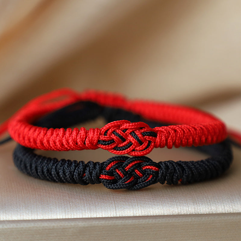 Buddha Stones 2Pcs Tibetan Luck Chinese Knot Protection String Bracelet - image 1