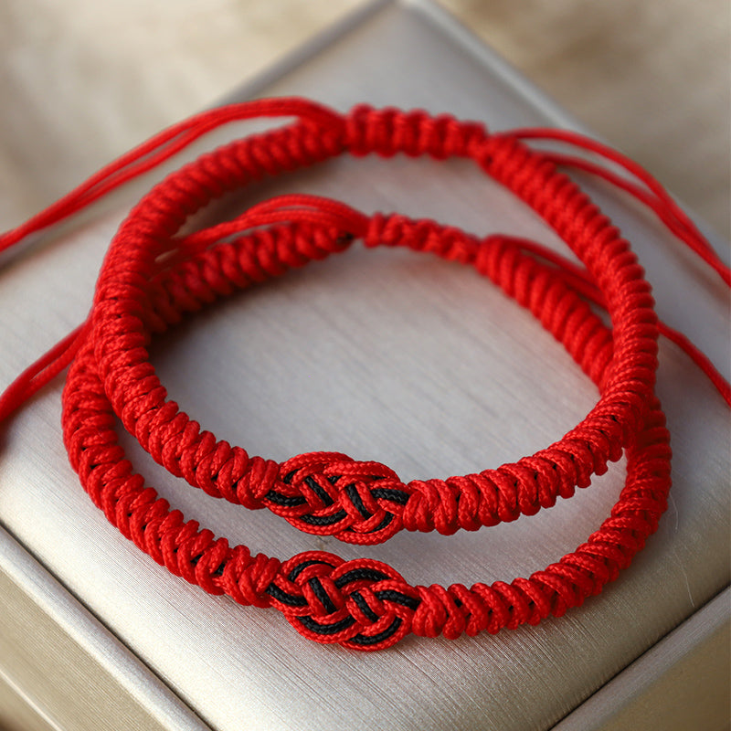Buddha Stones 2Pcs Tibetan Luck Chinese Knot Protection String Bracelet - Red(Bracelet Size 16-27cm) - image 11