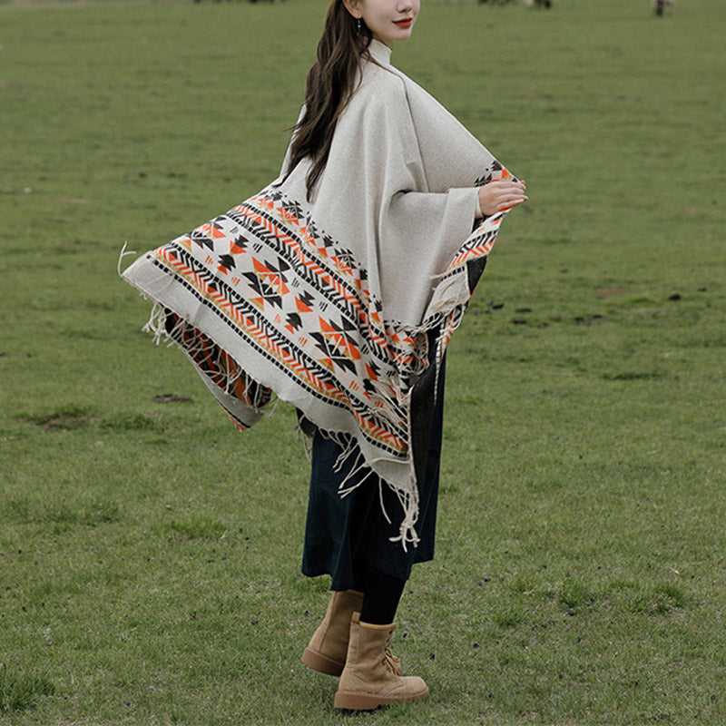 Buddha Stones Tibetan Shawl Colorful Geometry Winter Cozy Travel Scarf Wrap - image 7