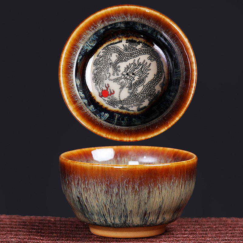Buddha Stones 12 Chinese Zodiac Pattern Ceramic Teacup Kung Fu Jian Chinese Zhan Tea Cup 73ml - Dragon 6.8cm*3.6cm*73ml - image 2