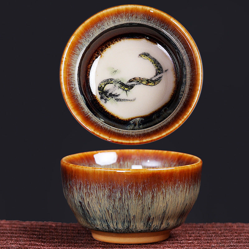 Buddha Stones 12 Chinese Zodiac Pattern Ceramic Teacup Kung Fu Jian Chinese Zhan Tea Cup 73ml - Snake 6.8cm*3.6cm*73ml - image 11