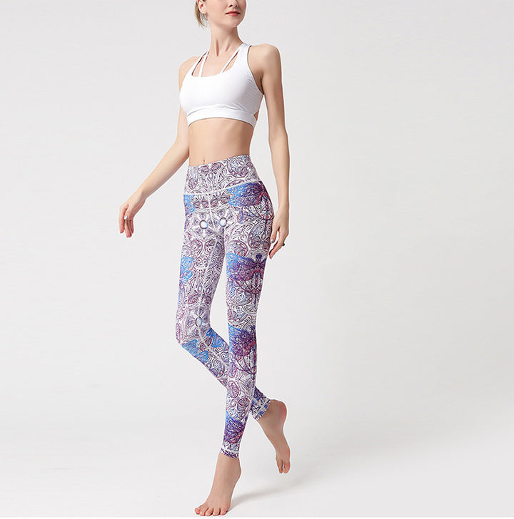 Buddha Stones Flowers Leaves Birds Print Pants Sports Fitness Yoga Leggings Women's Yoga Pants - image 2