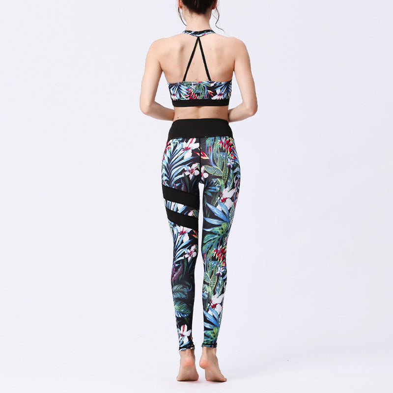 Buddha Stones 2Pcs Sunflower Flowers Leaves Print Top Pants Sports Fitness Yoga Women's Yoga Sets - image 29