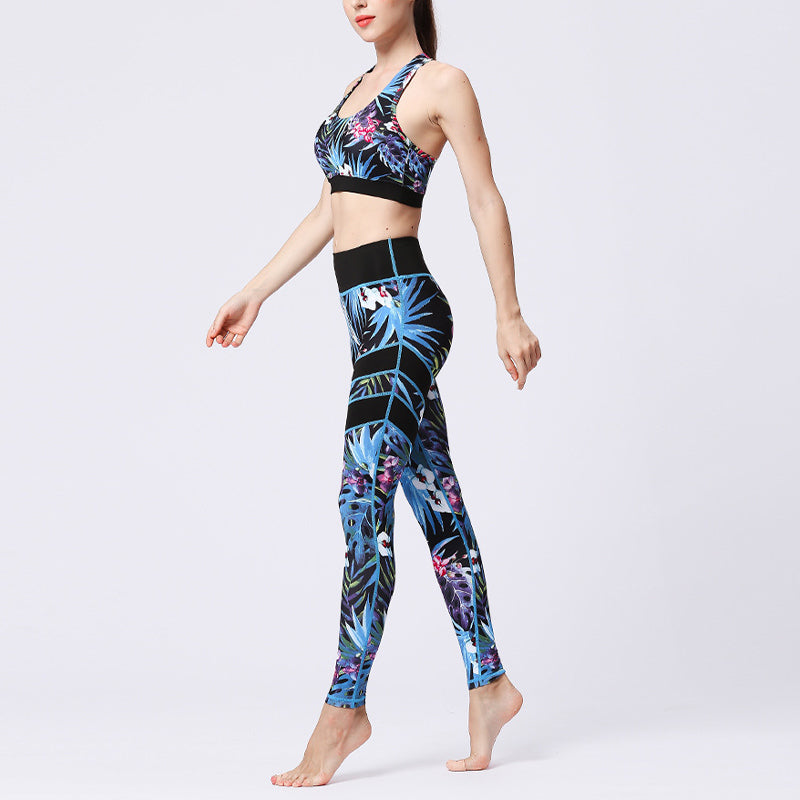 Buddha Stones 2Pcs Sunflower Flowers Leaves Print Top Pants Sports Fitness Yoga Women's Yoga Sets - image 34