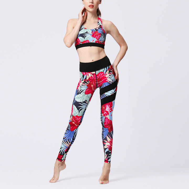 Buddha Stones 2Pcs Sunflower Flowers Leaves Print Top Pants Sports Fitness Yoga Women's Yoga Sets - image 42