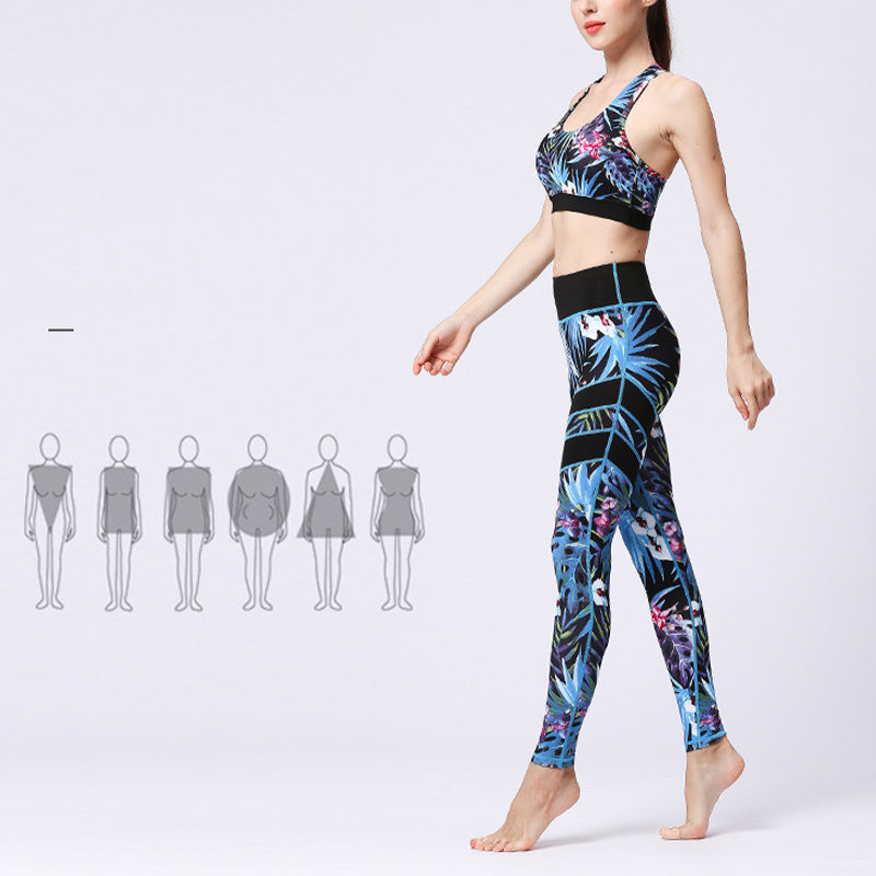 Buddha Stones 2Pcs Sunflower Flowers Leaves Print Top Pants Sports Fitness Yoga Women's Yoga Sets - image 37