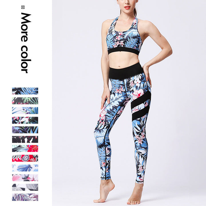 Buddha Stones 2Pcs Sunflower Flowers Leaves Print Top Pants Sports Fitness Yoga Women's Yoga Sets - image 25