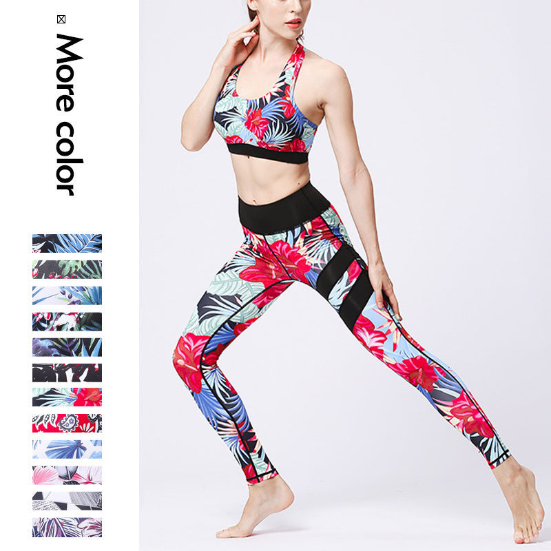 Buddha Stones 2Pcs Sunflower Flowers Leaves Print Top Pants Sports Fitness Yoga Women's Yoga Sets - image 43