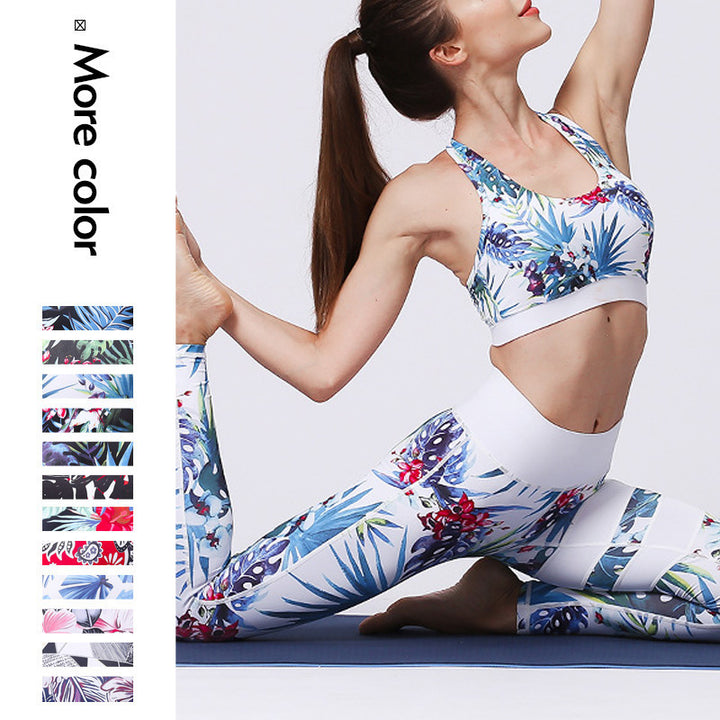Buddha Stones 2Pcs Sunflower Flowers Leaves Print Top Pants Sports Fitness Yoga Women's Yoga Sets - image 15
