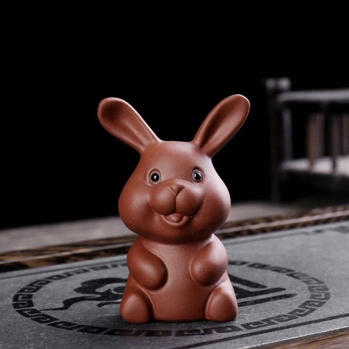 Buddha Stones Chinese Zodiac Purple Clay Wealth Ceramic Tea Pet Home Figurine Decoration - Rabbit 4.2cm*4.4cm*7.8cm - image 9