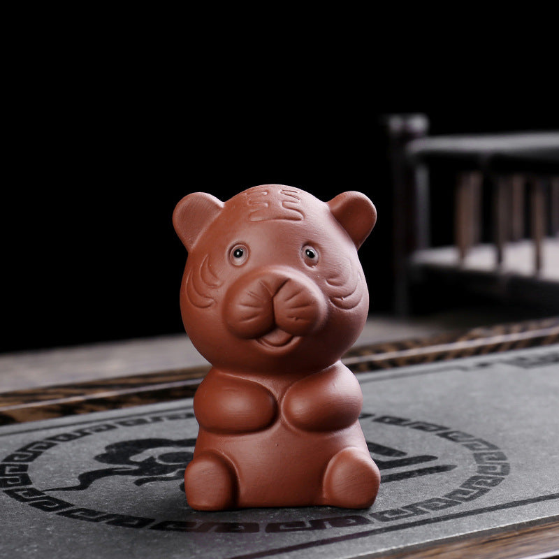 Buddha Stones Chinese Zodiac Purple Clay Wealth Ceramic Tea Pet Home Figurine Decoration - Tiger 4.3cm*4.8cm*6.7cm - image 8
