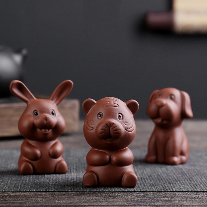 Buddha Stones Chinese Zodiac Purple Clay Wealth Ceramic Tea Pet Home Figurine Decoration - image 18