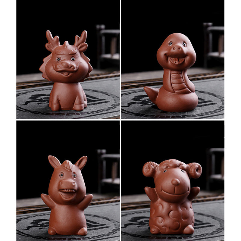 Buddha Stones Chinese Zodiac Purple Clay Wealth Ceramic Tea Pet Home Figurine Decoration - image 20