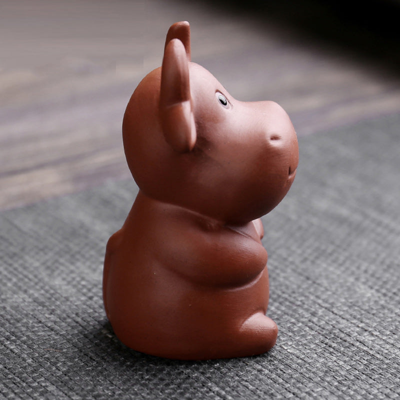 Buddha Stones Chinese Zodiac Purple Clay Wealth Ceramic Tea Pet Home Figurine Decoration - image 5