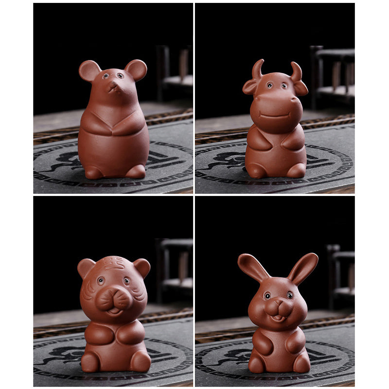 Buddha Stones Chinese Zodiac Purple Clay Wealth Ceramic Tea Pet Home Figurine Decoration - image 22