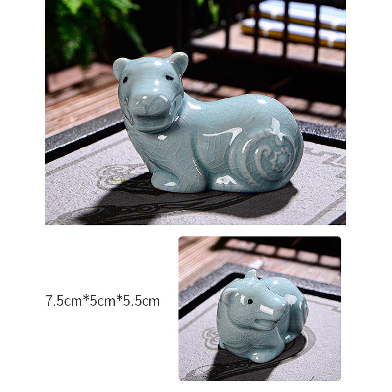 Buddha Stones Chinese Zodiac Wealth Ceramic Tea Pet Home Figurine Decoration - image 9
