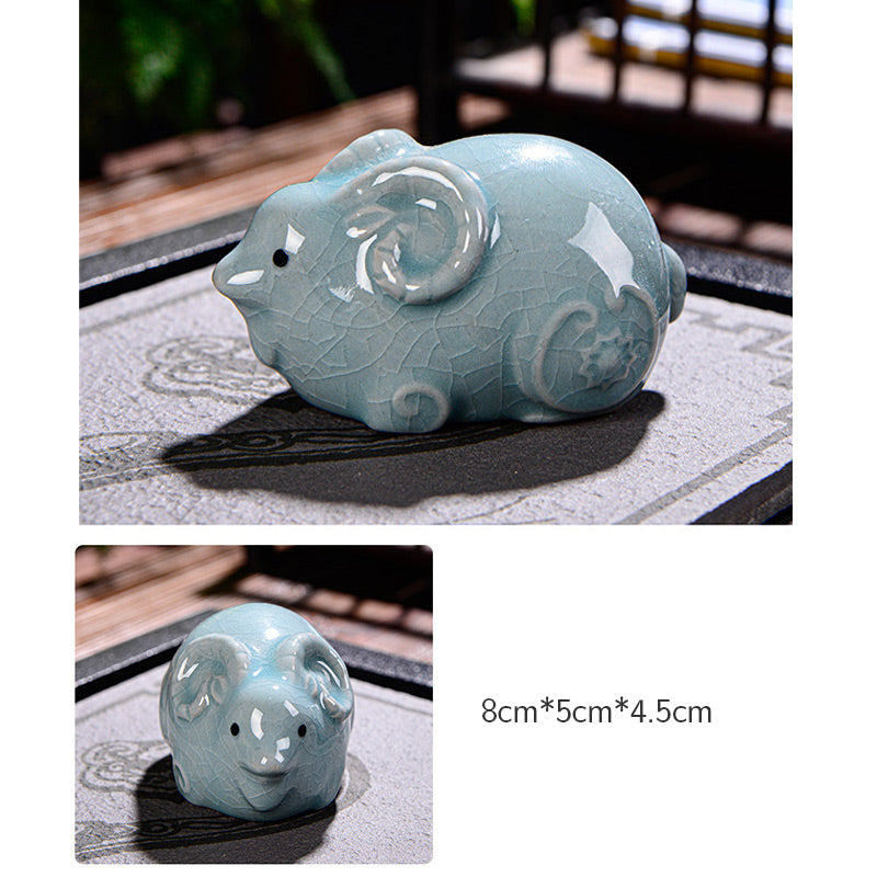 Buddha Stones Chinese Zodiac Wealth Ceramic Tea Pet Home Figurine Decoration - image 17