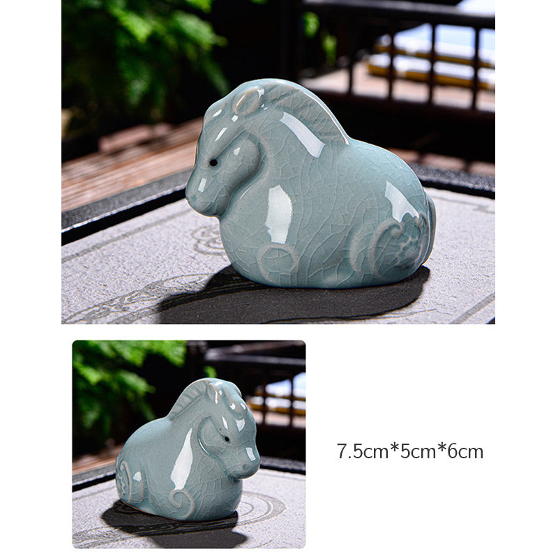 Buddha Stones Chinese Zodiac Wealth Ceramic Tea Pet Home Figurine Decoration - image 15