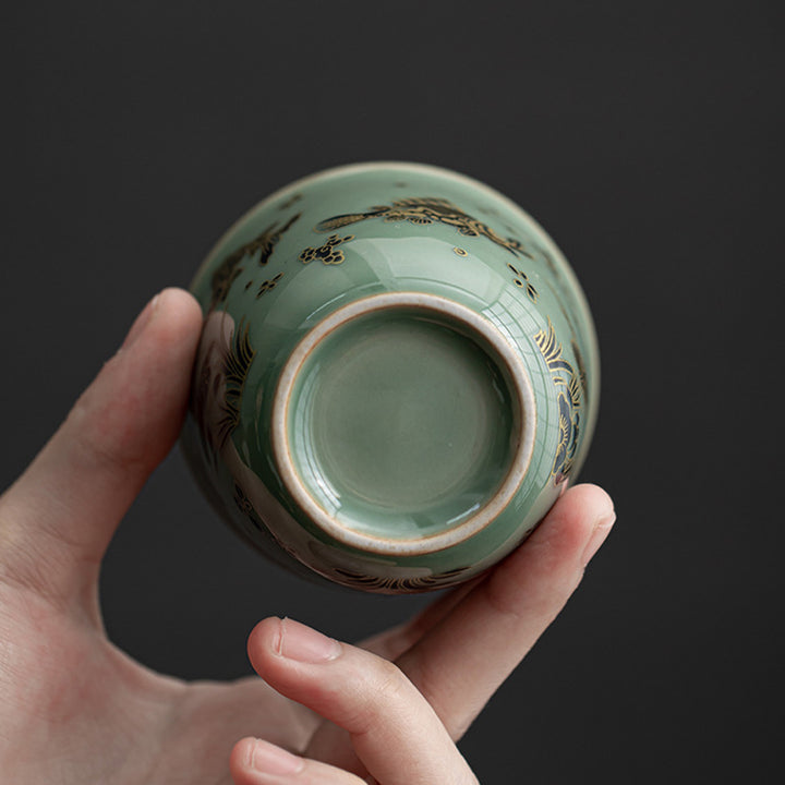 Buddha Stones Butterfly Flower Lotus Koi Fish Plum Blossom Ceramic Teacup Kung Fu Tea Cup 100ml - image 13