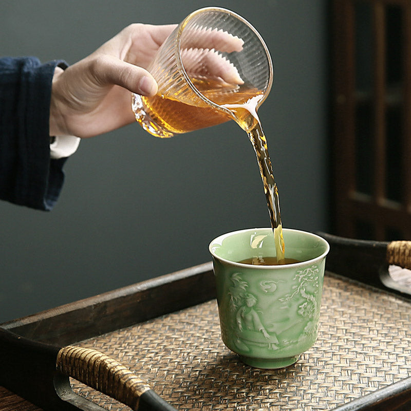 Buddha Stones Trees Pavilion Mountains Rivers Pine Ceramic Teacup Kung Fu Tea Cup - image 5
