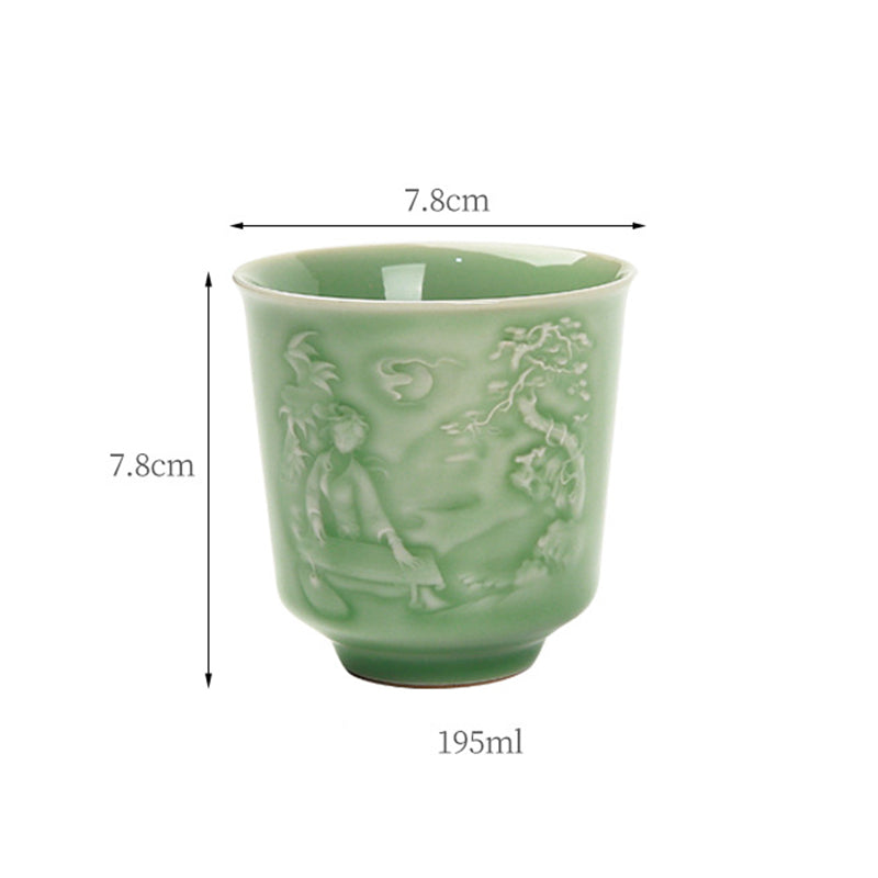 Buddha Stones Trees Pavilion Mountains Rivers Pine Ceramic Teacup Kung Fu Tea Cup - image 10