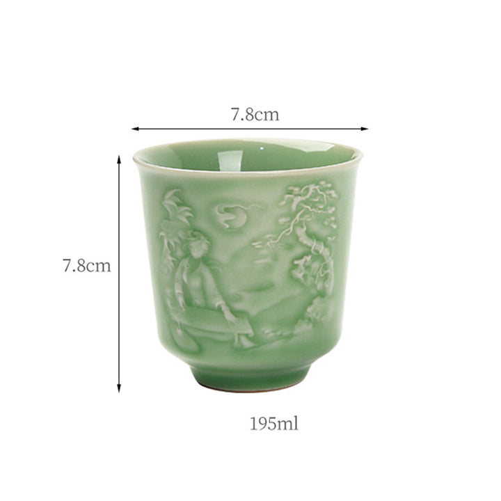 Buddha Stones Trees Pavilion Mountains Rivers Pine Ceramic Teacup Kung Fu Tea Cup - image 10
