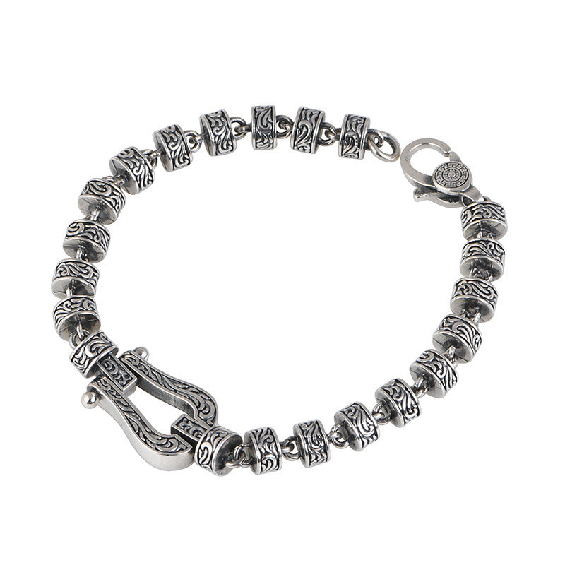 Buddha Stones Tang Dynasty Flower Design Copper Luck Buckle Bracelet - image 8