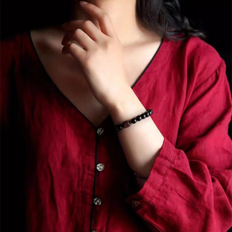 Buddha Stones Natural Gold Sheen Obsidian Rainbow Obsidian Om Mani Padme Hum Fu Character Healing Bracelet - image 38