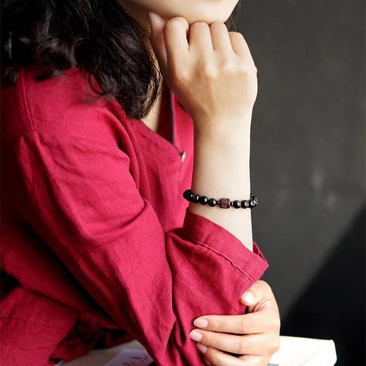 Buddha Stones Natural Gold Sheen Obsidian Rainbow Obsidian Om Mani Padme Hum Fu Character Healing Bracelet - image 40