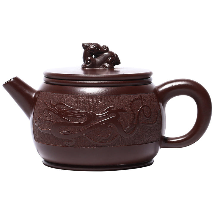 Buddha Stones Yixing Handmade Brown Dragon Purple Clay Kung Fu Teapot 240ml - image 10