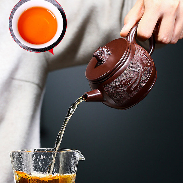 Buddha Stones Yixing Handmade Brown Dragon Purple Clay Kung Fu Teapot 240ml - image 7
