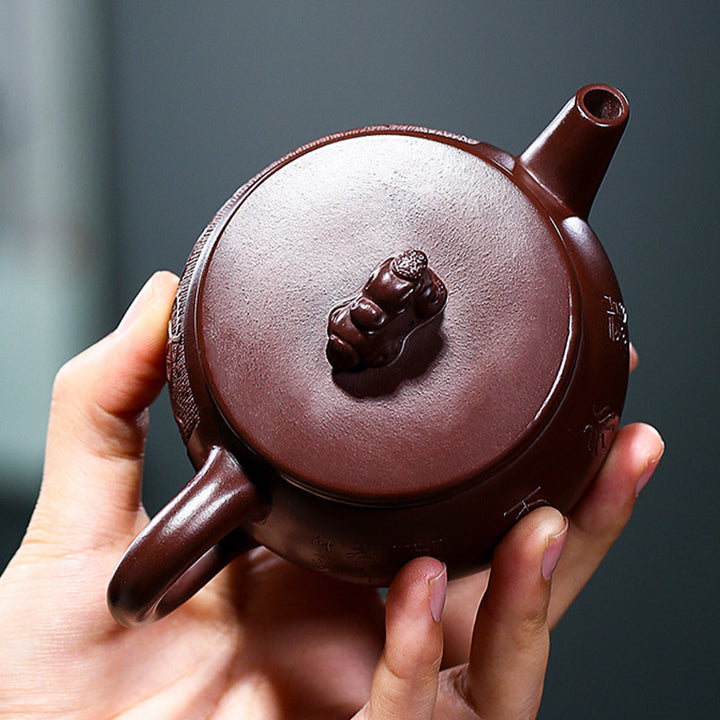 Buddha Stones Yixing Handmade Brown Dragon Purple Clay Kung Fu Teapot 240ml - image 6