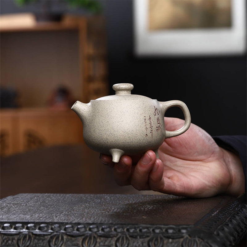 Buddha Stones Yixing Semi-handmade Beige Purple Clay Kung Fu Teapot 200ml - image 3