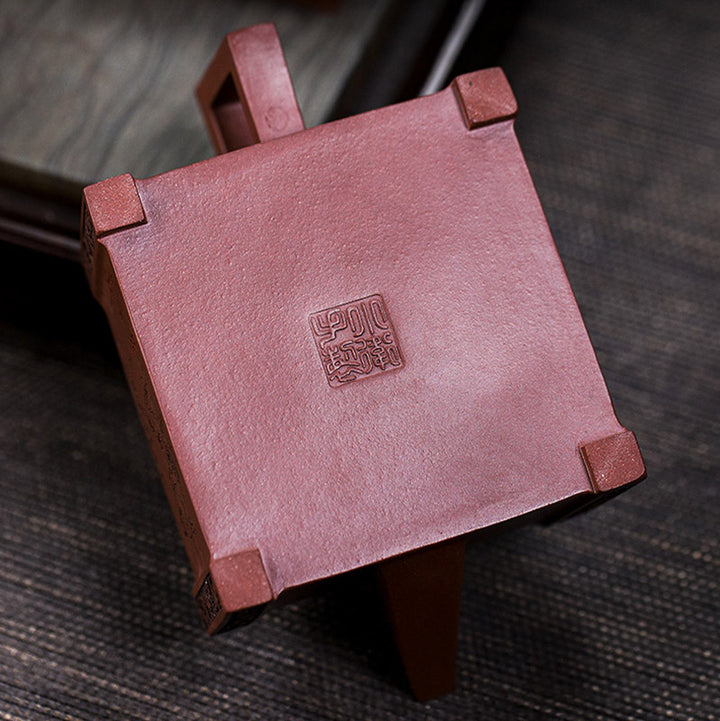 Buddha Stones Yixing All Handmade Gomoku Playing Chess Purple Clay Kung Fu Square Teapot 280ml - image 18