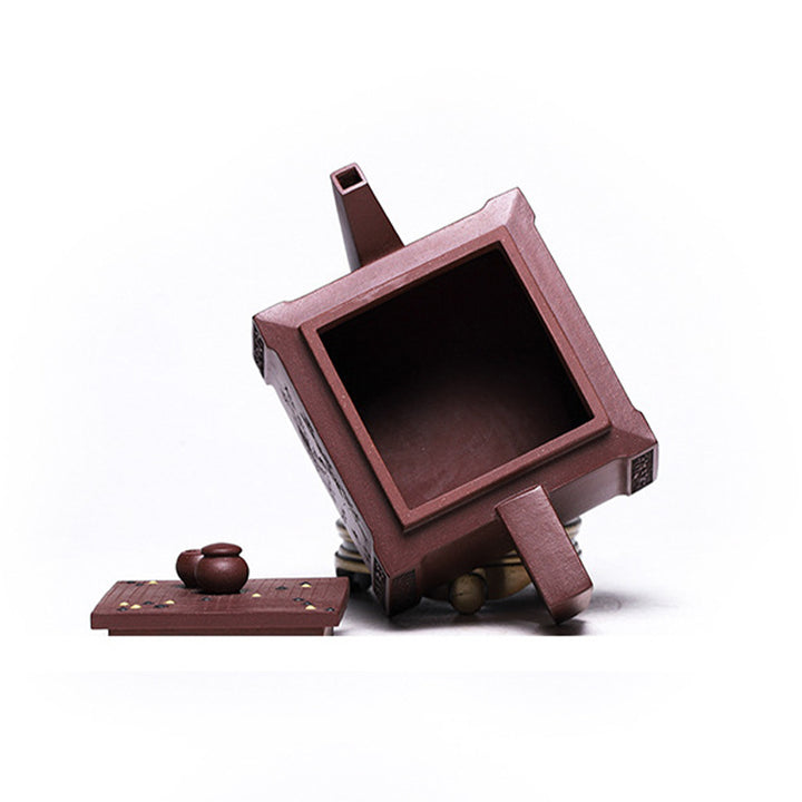Buddha Stones Yixing All Handmade Gomoku Playing Chess Purple Clay Kung Fu Square Teapot 280ml - image 22