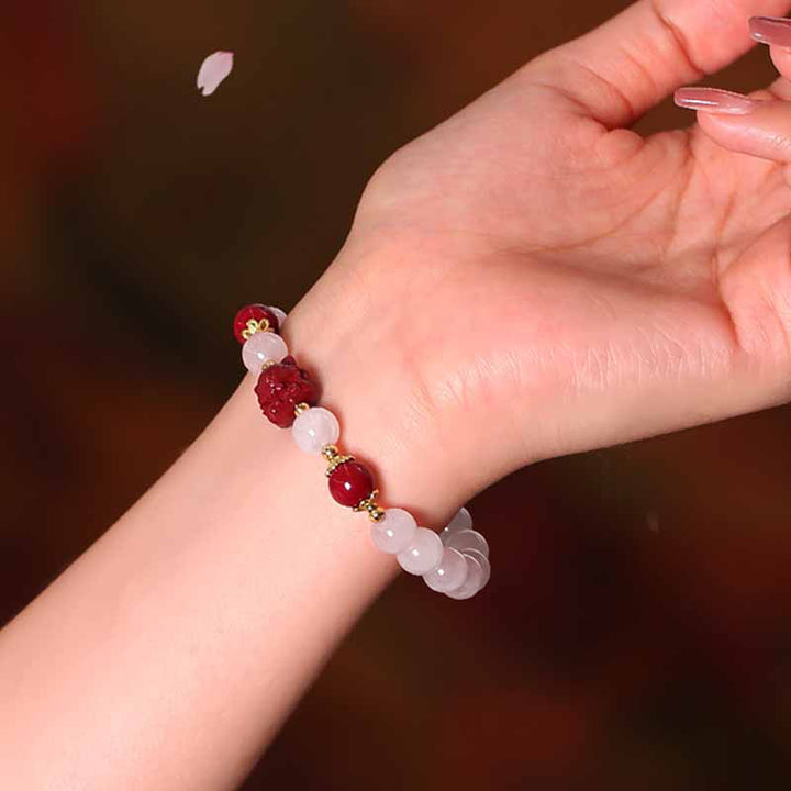 Buddha Stones Natural Pink Crystal Cinnabar Nine Tailed Fox Love Bracelet - image 6