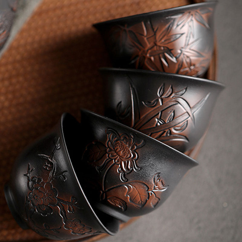 Buddha Stones Lotus Leaf Flower Landscape Dragon Bamboo Ceramic Teacup Kung Fu Tea Cup Bowl - image 17