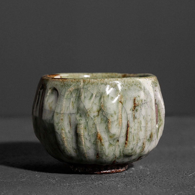 Buddha Stones Handcrafted Simple Cracked Ice Texture Chinese Jianzhan Ceramic Teacup Kung Fu Tea Cup - 8cm*6cm*110ml - image 12