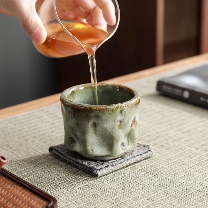 Buddha Stones Handcrafted Simple Cracked Ice Texture Chinese Jianzhan Ceramic Teacup Kung Fu Tea Cup - image 5