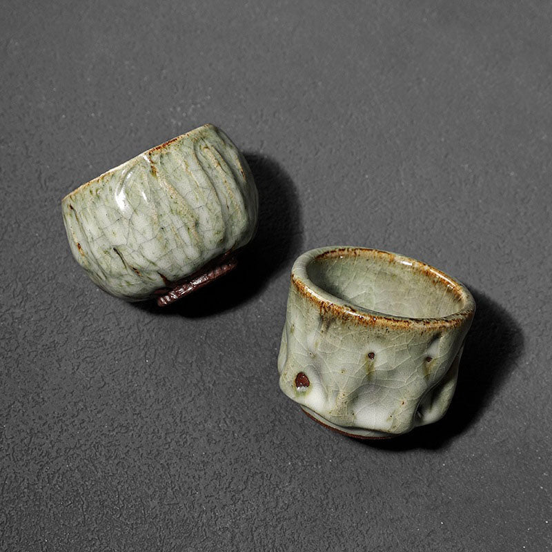 Buddha Stones Handcrafted Simple Cracked Ice Texture Chinese Jianzhan Ceramic Teacup Kung Fu Tea Cup - image 1