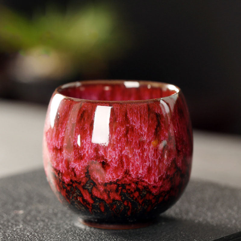 Buddha Stones Simple Multicolored Kiln Change Chinese Jianzhan Ceramic Teacup Kung Fu Tea Cup 110ml - Red Pink 6.5cm*6cm*110ml - image 8