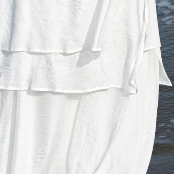 Buddha Stones 2Pcs White Tai Chi Meditation Yoga Zen Cotton Linen Clothing Top Pants Women's Set - image 8