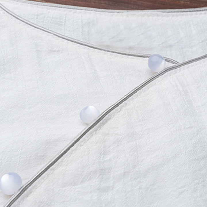 Buddha Stones 2Pcs Simple Design White Top Pants Meditation Yoga Zen Tai Chi Clothing Women's Set - image 10