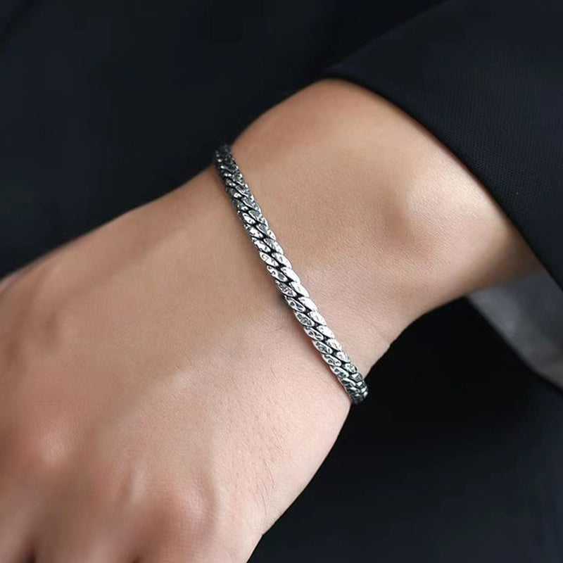 Buddha Stones Simple Dotted Texture Design Copper Luck Buckle Bracelet - image 3