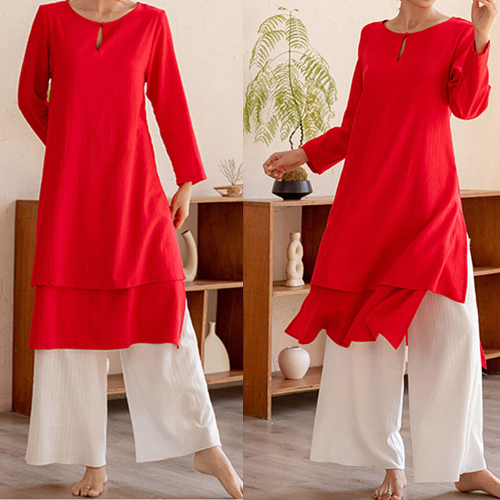 Buddha Stones 2Pcs Simple Design Tai Chi Meditation Yoga Clothing Top Pants Women's Set - image 18