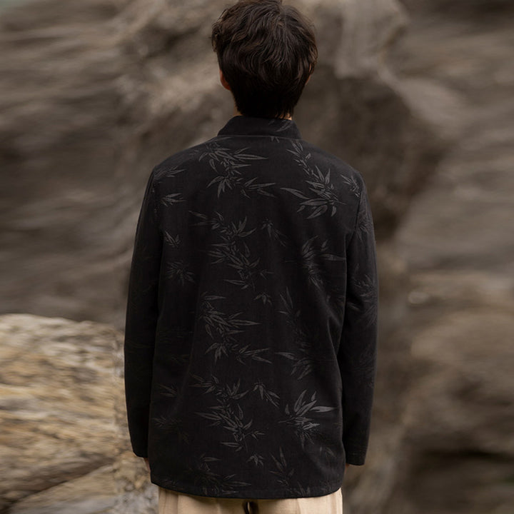 Buddha Stones Bamboo Leaves Clothing Chinese Tang Suit Jacket Coat Men Clothing - image 8