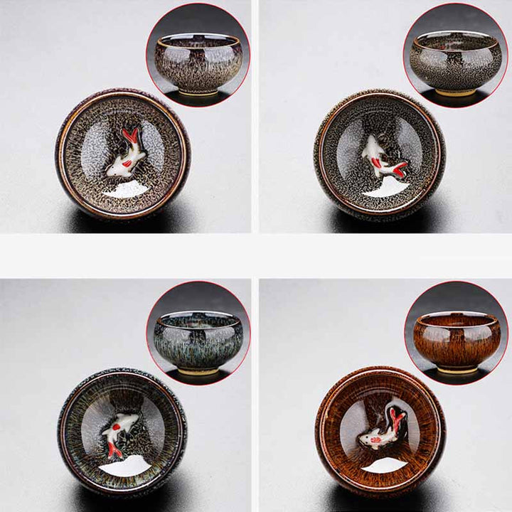 Buddha Stones Small Koi Fish Kiln Change Chinese Jianzhan Ceramic Teacup Kung Fu Tea Cup 60ml - image 19